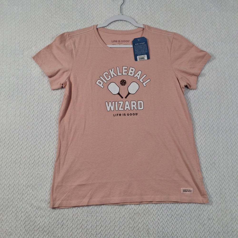 Life is Good Pickleball Wizard Crusher Tee Womens Large Himalayan Pink